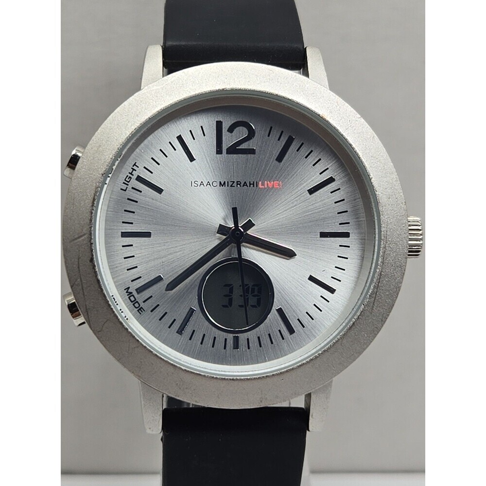 Isaac Mizrahi Live Womens Sport Analog Digital Silver Silicone Watch New Battery - Picture 4 of 12